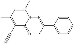 4,6-dimethyl-2-oxo-1-{[(E)-1-phenylethylidene]amino}-1,2-dihydro-3-pyridinecarbonitrile 结构式