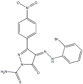 4-[(Z)-2-(2-bromophenyl)hydrazono]-3-(4-nitrophenyl)-5-oxo-1H-pyrazole-1(5H)-carbothioamide 结构式