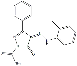 4-[(Z)-2-(2-methylphenyl)hydrazono]-5-oxo-3-phenyl-1H-pyrazole-1(5H)-carbothioamide 结构式