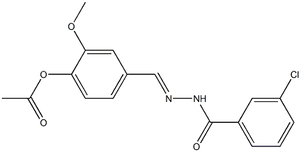 4-{[(E)-2-(3-chlorobenzoyl)hydrazono]methyl}-2-methoxyphenyl acetate 结构式