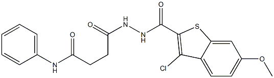 4-{2-[(3-chloro-6-methoxy-1-benzothiophen-2-yl)carbonyl]hydrazino}-4-oxo-N-phenylbutanamide 结构式