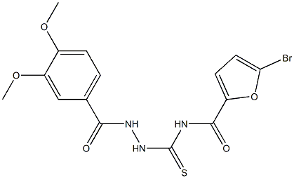 5-bromo-N-{[2-(3,4-dimethoxybenzoyl)hydrazino]carbothioyl}-2-furamide 结构式