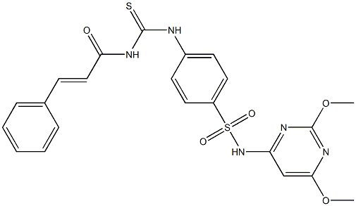 N-(2,6-dimethoxy-4-pyrimidinyl)-4-[({[(E)-3-phenyl-2-propenoyl]amino}carbothioyl)amino]benzenesulfonamide 结构式