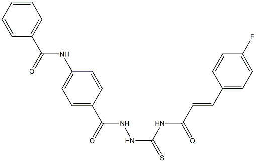 N-(4-{[2-({[(E)-3-(4-fluorophenyl)-2-propenoyl]amino}carbothioyl)hydrazino]carbonyl}phenyl)benzamide 结构式