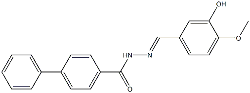 N'-[(E)-(3-hydroxy-4-methoxyphenyl)methylidene][1,1'-biphenyl]-4-carbohydrazide 结构式