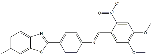 N-[(E)-(4,5-dimethoxy-2-nitrophenyl)methylidene]-N-[4-(6-methyl-1,3-benzothiazol-2-yl)phenyl]amine 结构式