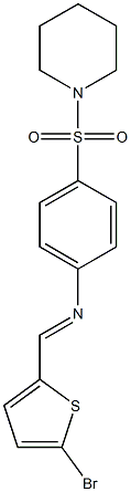 N-[(E)-(5-bromo-2-thienyl)methylidene]-N-[4-(1-piperidinylsulfonyl)phenyl]amine 结构式