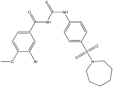 N-[4-(1-azepanylsulfonyl)phenyl]-N'-(3-bromo-4-methoxybenzoyl)thiourea 结构式