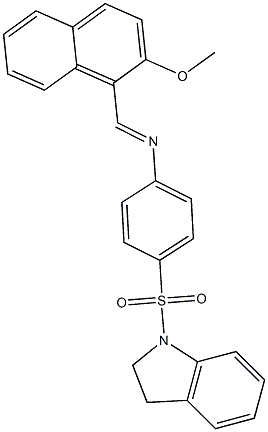 4-(2,3-dihydro-1H-indol-1-ylsulfonyl)-N-[(E)-(2-methoxy-1-naphthyl)methylidene]aniline 结构式