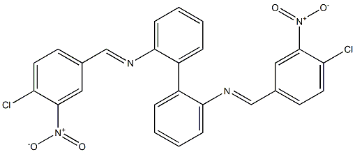 N-[(E)-(4-chloro-3-nitrophenyl)methylidene]-N-(2'-{[(E)-(4-chloro-3-nitrophenyl)methylidene]amino}[1,1'-biphenyl]-2-yl)amine 结构式