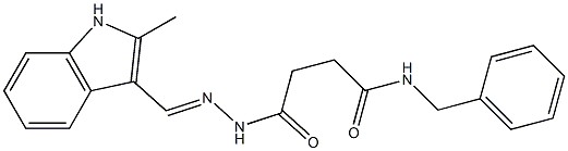 N-benzyl-4-{2-[(E)-(2-methyl-1H-indol-3-yl)methylidene]hydrazino}-4-oxobutanamide 结构式