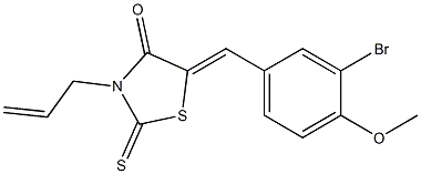 3-allyl-5-[(Z)-(3-bromo-4-methoxyphenyl)methylidene]-2-thioxo-1,3-thiazolan-4-one 结构式