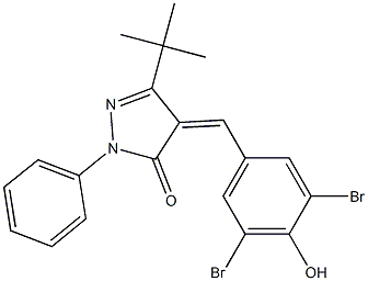 3-(tert-butyl)-4-[(Z)-(3,5-dibromo-4-hydroxyphenyl)methylidene]-1-phenyl-1H-pyrazol-5-one 结构式