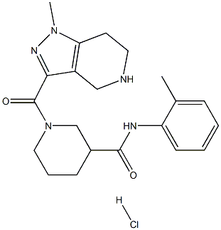 N-(2-methylphenyl)-1-[(1-methyl-4,5,6,7-tetrahydro-1H-pyrazolo[4,3-c]pyridin-3-yl)carbonyl]piperidine-3-carboxamide hydrochloride 结构式