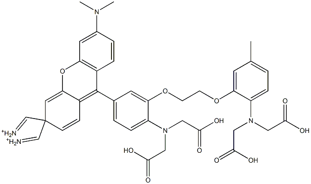 [9-[4-[Bis(carboxymethyl)amino]-3-[2-[2-[bis(carboxymethyl)amino]-5-methylphenoxy]ethoxy]phenyl]-6-(dimethylamino)-3H-xanthen-3-ylidene]dimethyliminium 结构式