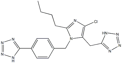 2-Butyl-4-chloro-5-(1H-tetrazol-5-ylmethyl)-1-[4-(1H-tetrazol-5-yl)benzyl]-1H-imidazole 结构式