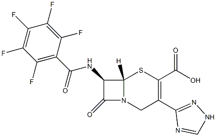 (7R)-7-[(2,3,4,5,6-Pentafluorobenzoyl)amino]-3-(1H-1,2,4-triazol-3-yl)cepham-3-ene-4-carboxylic acid 结构式
