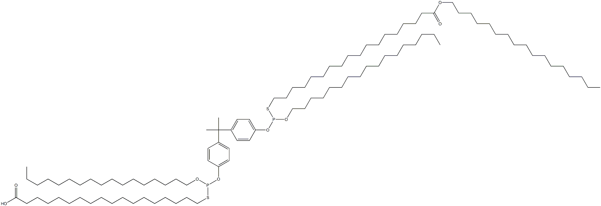 18,18'-[[Isopropylidenebis(4,1-phenyleneoxy)]bis[(heptadecyloxy)phosphinediylthio]]bis(octadecanoic acid heptadecyl) ester 结构式