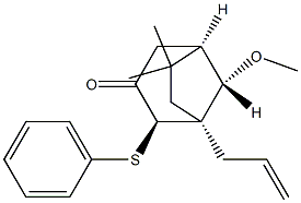 (1S,2R,5R,8S)-8-Methoxy-6,6-dimethyl-2-(phenylthio)-1-(2-propenyl)bicyclo[3.2.1]octan-3-one 结构式