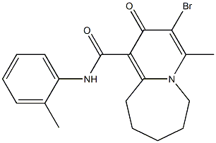 N-(2-Methylphenyl)-3-bromo-4-methyl-2-oxo-2,6,7,8,9,10-hexahydropyrido[1,2-a]azepine-1-carboxamide 结构式