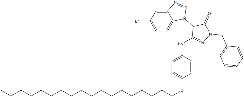 1-Benzyl-4-(5-bromo-1H-benzotriazol-1-yl)-3-[4-(octadecyloxy)anilino]-5(4H)-pyrazolone 结构式