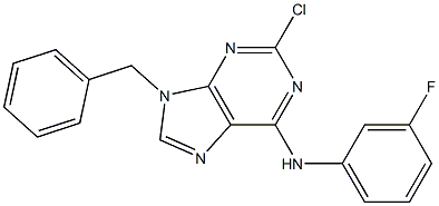 9-Benzyl-2-chloro-6-(3-fluorophenylamino)-9H-purine 结构式