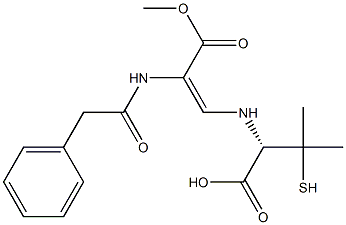 (2S)-3-Mercapto-3-methyl-2-[[(E)-2-[(phenylacetyl)amino]-2-(methoxycarbonyl)ethenyl]amino]butyric acid 结构式