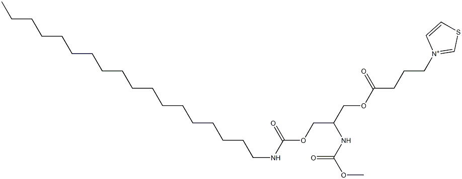 3-[4-[2-[(Methoxycarbonyl)amino]-3-[[(octadecylamino)carbonyl]oxy]propyloxy]-4-oxobutyl]thiazol-3-ium 结构式