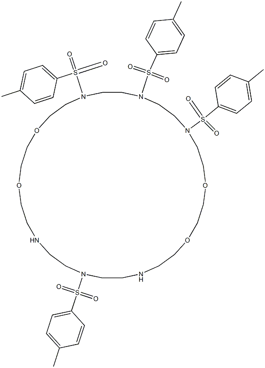 7,10,13,25-Tetrakis[(4-methylphenyl)sulfonyl]-1,4,16,19-tetraoxa-7,10,13,22,25,28-hexaazacyclotriacontane 结构式