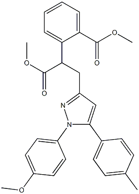 2-[2-(Methoxycarbonyl)phenyl]-3-[[1-(4-methoxyphenyl)-5-(4-methylphenyl)-1H-pyrazol]-3-yl]propanoic acid methyl ester 结构式