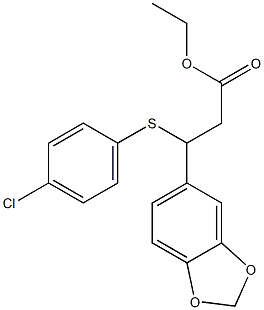 3-(1,3-Benzodioxol-5-yl)-3-(4-chlorophenylthio)propionic acid ethyl ester 结构式