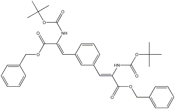 3,3'-(1,3-Phenylene)bis[2-[(tert-butoxy)carbonylamino]acrylic acid]dibenzyl ester 结构式