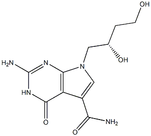 2-Amino-3,4-dihydro-7-[(S)-2,4-dihydroxybutyl]-4-oxo-7H-pyrrolo[2,3-d]pyrimidine-5-carboxamide 结构式