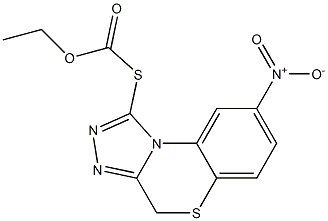 [(8-Nitro-4H-[1,2,4]triazolo[3,4-c][1,4]benzothiazin-1-yl)thio]formic acid ethyl ester 结构式