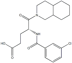 (R)-4-(3-Chlorobenzoylamino)-5-oxo-5-[(decahydroisoquinolin)-2-yl]valeric acid 结构式