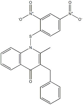 1-(2,4-Dinitrophenylthio)-3-benzyl-2-methyl-4(1H)-quinolone 结构式