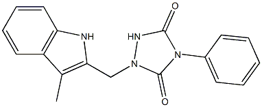 4-Phenyl-1-(3-methyl-1H-indol-2-ylmethyl)-1,2,4-triazolidine-3,5-dione 结构式