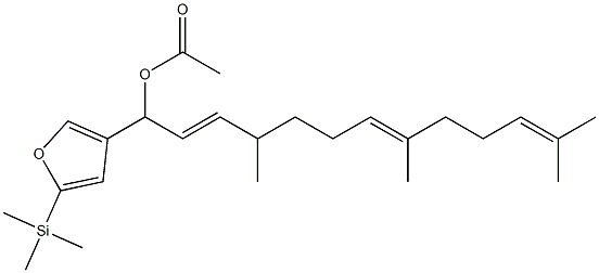 Acetic acid 1-[5-(trimethylsilyl)-3-furyl]-4,8,12-trimethyl-2,7,11-tridecatrienyl ester 结构式