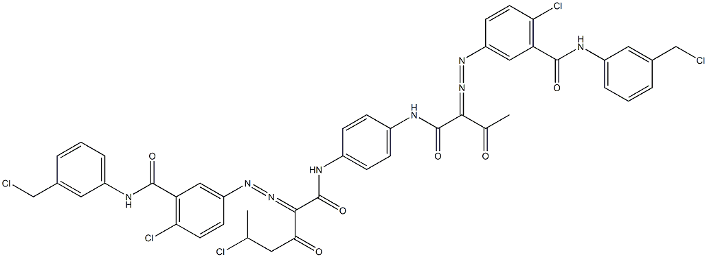 3,3'-[2-(1-Chloroethyl)-1,4-phenylenebis[iminocarbonyl(acetylmethylene)azo]]bis[N-[3-(chloromethyl)phenyl]-6-chlorobenzamide] 结构式
