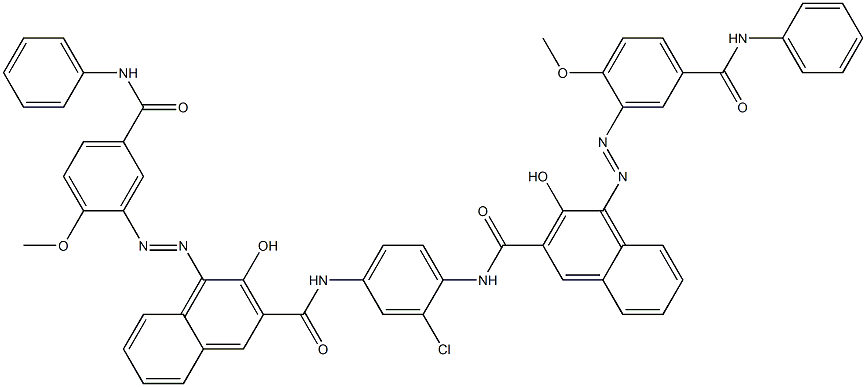 N,N'-(2-Chloro-1,4-phenylene)bis[4-[[2-methoxy-5-(phenylcarbamoyl)phenyl]azo]-3-hydroxy-2-naphthalenecarboxamide] 结构式