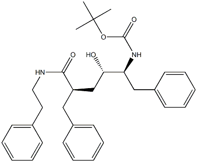 (2R,4S,5S)-2-Benzyl-5-(tert-butyloxycarbonylamino)-N-(2-phenylethyl)-4-hydroxy-6-phenylhexanamide 结构式