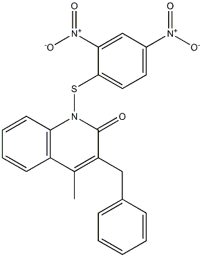 1-(2,4-Dinitrophenylthio)-3-benzyl-4-methyl-2(1H)-quinolone 结构式