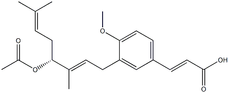 3-[(2E,4R)-3,7-Dimethyl-4-acetoxy-2,6-octadien-1-yl]-4-methoxy-trans-cinnamic acid 结构式