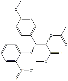 (2R,3R)-2-Acetoxy-3-(4-methoxyphenyl)-3-[(2-nitrophenyl)thio]propionic acid methyl ester 结构式