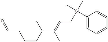 (6E)-5,6-Dimethyl-8-(dimethylphenylsilyl)-6-octen-1-al 结构式