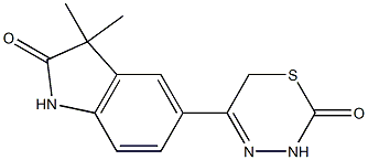 3,3-Dimethyl-5-[(3,6-dihydro-2-oxo-2H-1,3,4-thiadiazin)-5-yl]-1H-indol-2(3H)-one 结构式