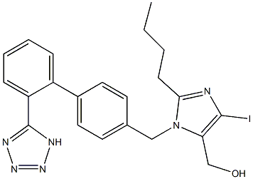 2-Butyl-4-iodo-1-[[2'-(1H-tetrazol-5-yl)-1,1'-biphenyl-4-yl]methyl]-1H-imidazole-5-methanol 结构式