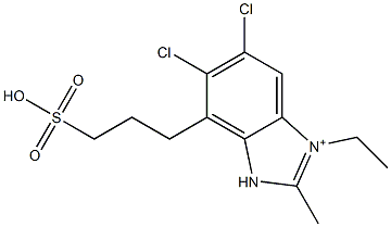 3-Ethyl-2-methyl-7-(3-sulfopropyl)-5,6-dichloro-1H-benzimidazol-3-ium 结构式