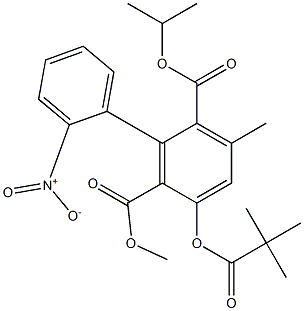 3-Methyl-5-(2,2-dimethylpropionyloxy)-6-methoxycarbonyl-2'-nitro-1,1'-biphenyl-2-carboxylic acid isopropyl ester 结构式