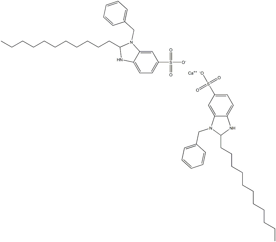 Bis(1-benzyl-2,3-dihydro-2-undecyl-1H-benzimidazole-6-sulfonic acid)calcium salt 结构式